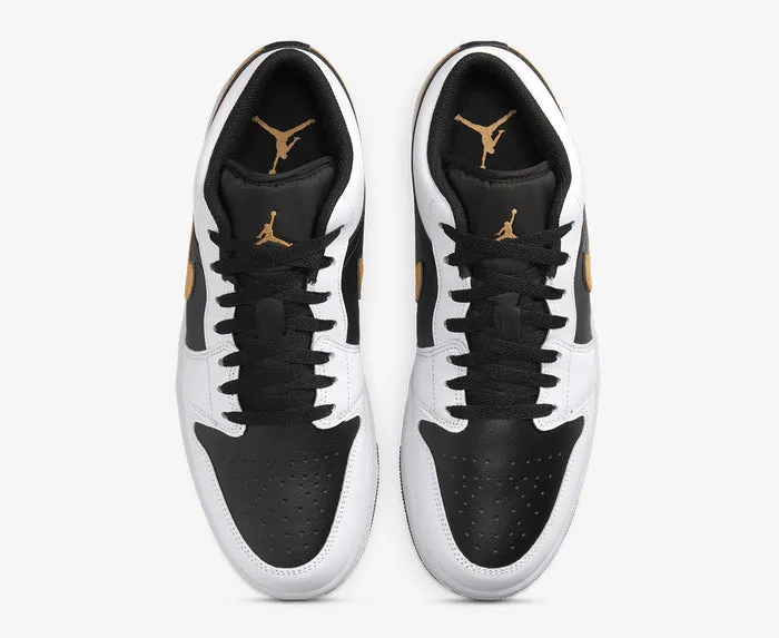 Air Jordan 1 Low White Black Metallic Gold Swoosh Sale