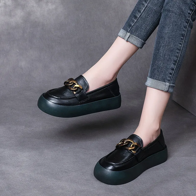 British Style Flatform Leather Shoes