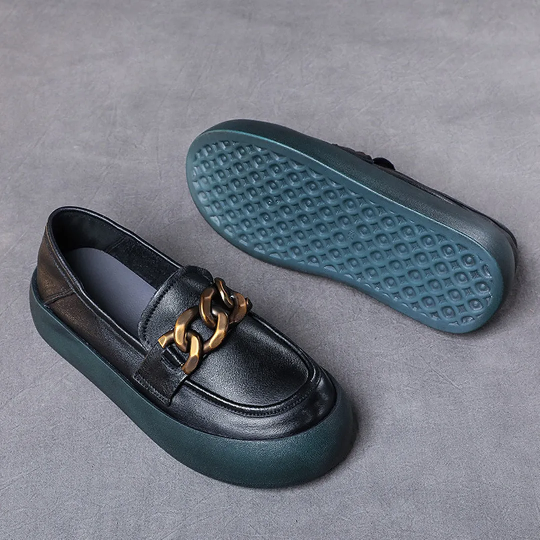 British Style Flatform Leather Shoes