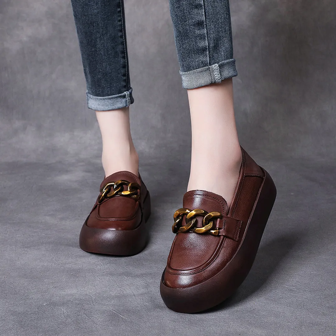British Style Flatform Leather Shoes