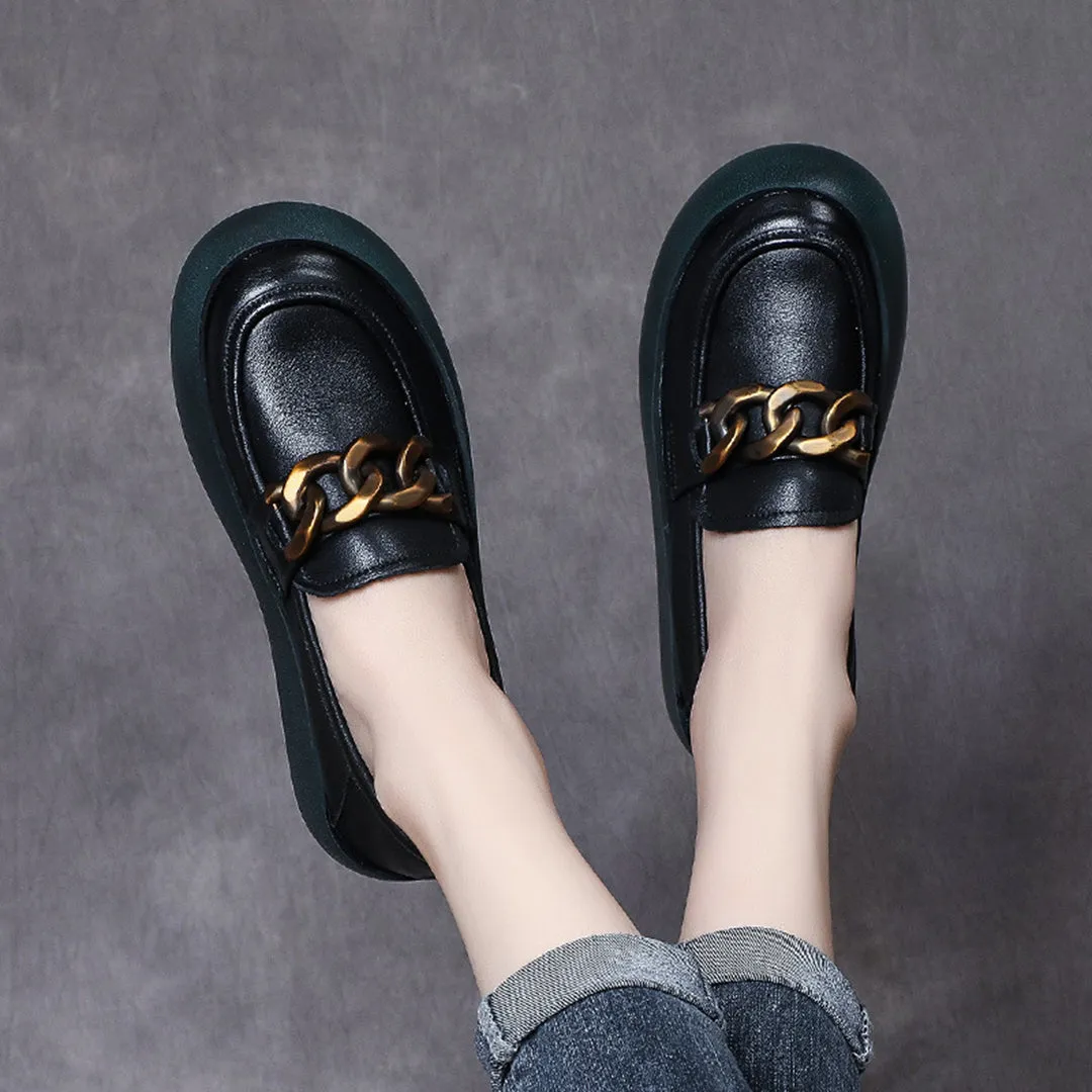 British Style Flatform Leather Shoes