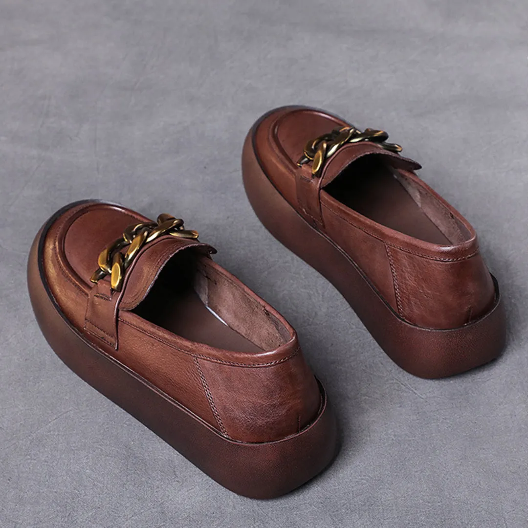 British Style Flatform Leather Shoes