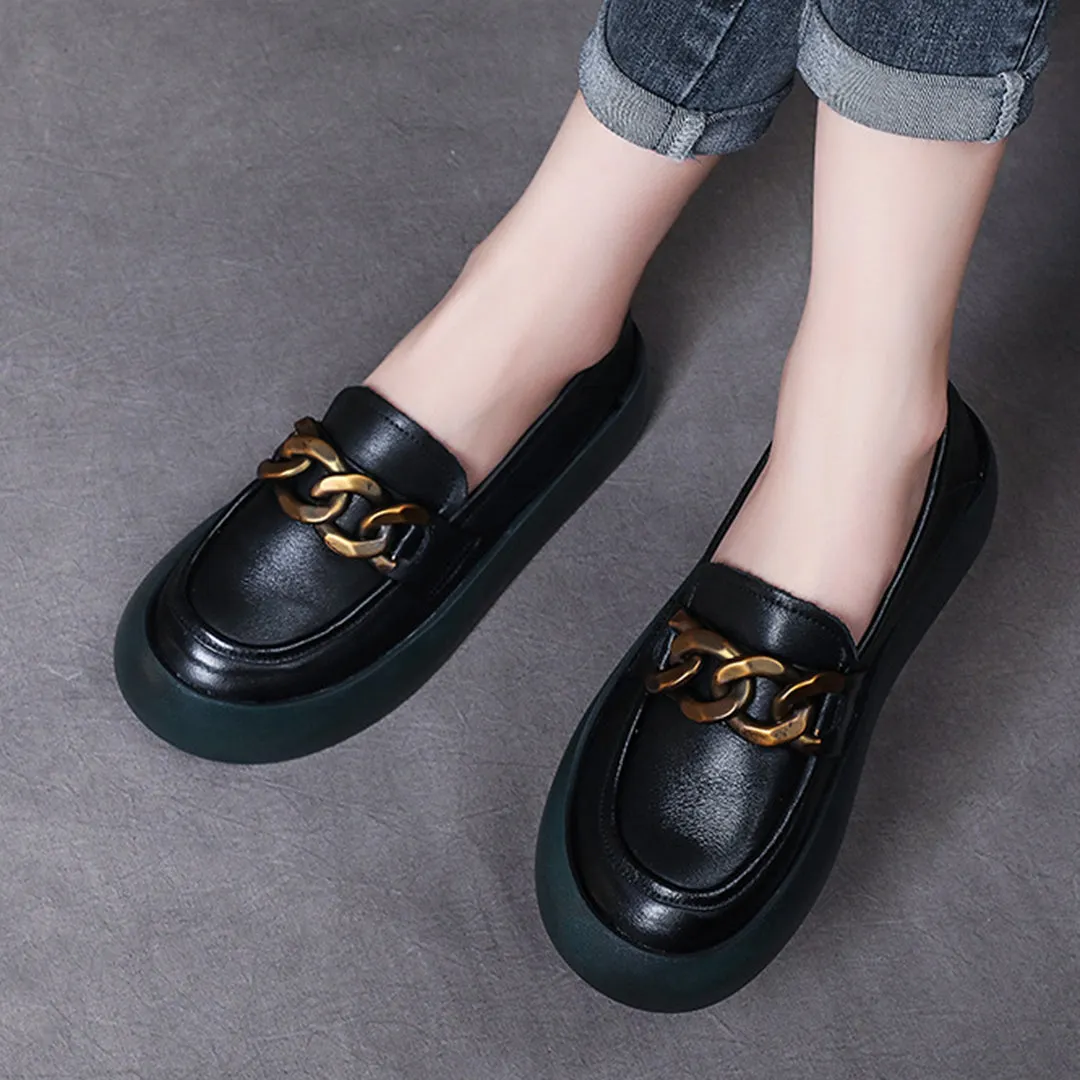 British Style Flatform Leather Shoes