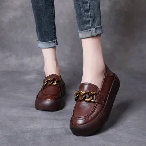 British Style Flatform Leather Shoes