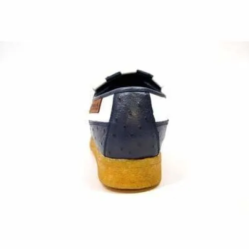 British Walkers Apollo Men's Navy and White Ostrich Leather Slip On