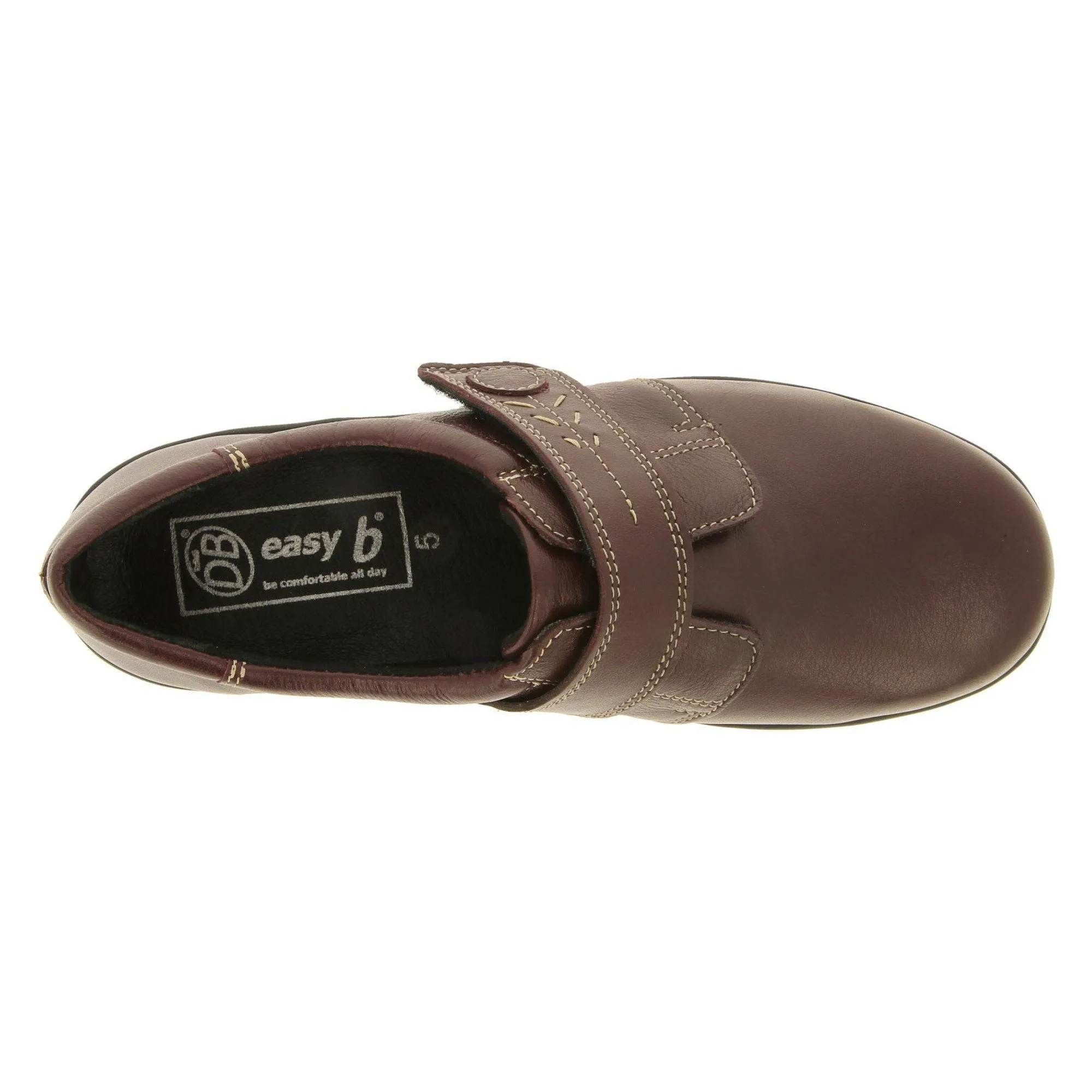 DB Shoes Rory 78989B Ladies Burgundy Leather Touch Fastening Shoes