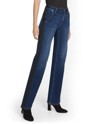 High-Waisted Side Stripe Wide-Leg Jeans