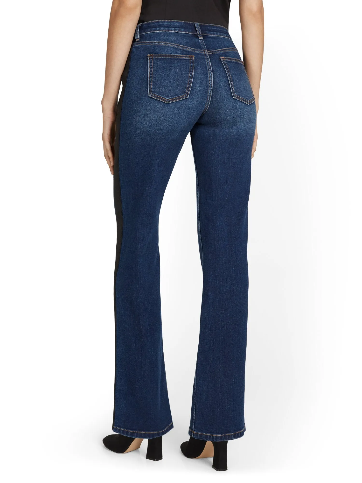 High-Waisted Side Stripe Wide-Leg Jeans