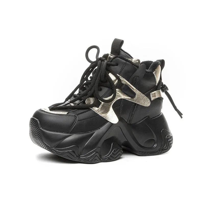 Joskaa 2024 New Casual Comfort Platform Black Sneakers