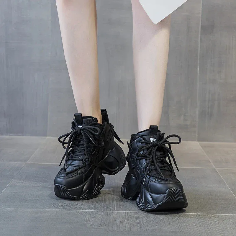 Joskaa 2024 New Casual Comfort Platform Black Sneakers