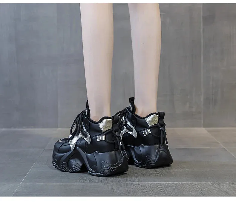 Joskaa 2024 New Casual Comfort Platform Black Sneakers