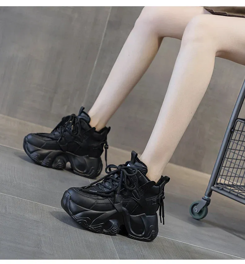 Joskaa 2024 New Casual Comfort Platform Black Sneakers