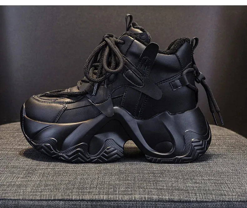 Joskaa 2024 New Casual Comfort Platform Black Sneakers