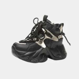 Joskaa 2024 New Casual Comfort Platform Black Sneakers