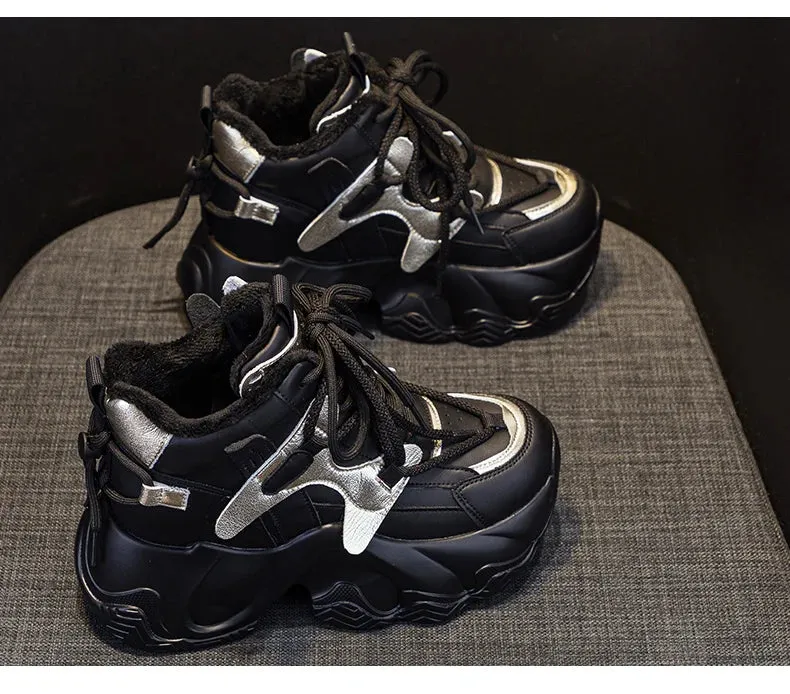 Joskaa 2024 New Casual Comfort Platform Black Sneakers