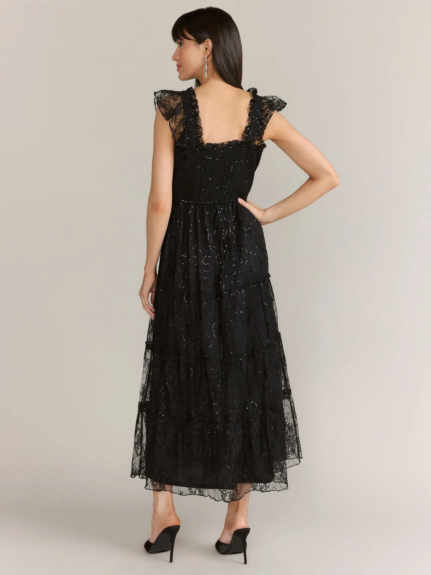 Lena Smocked Sequin Lace Dress - Brands We Love