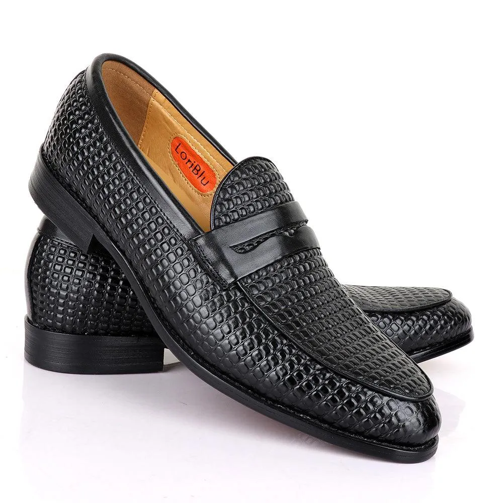 LoriBlu Exotic Block Black Leather Shoe