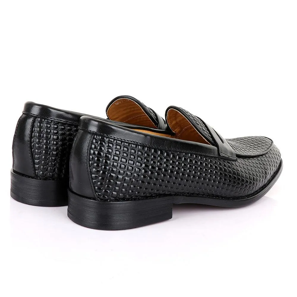 LoriBlu Exotic Block Black Leather Shoe