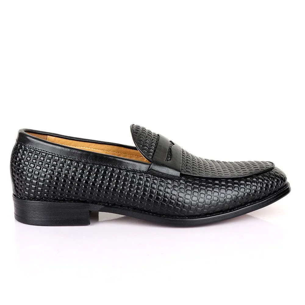 LoriBlu Exotic Block Black Leather Shoe