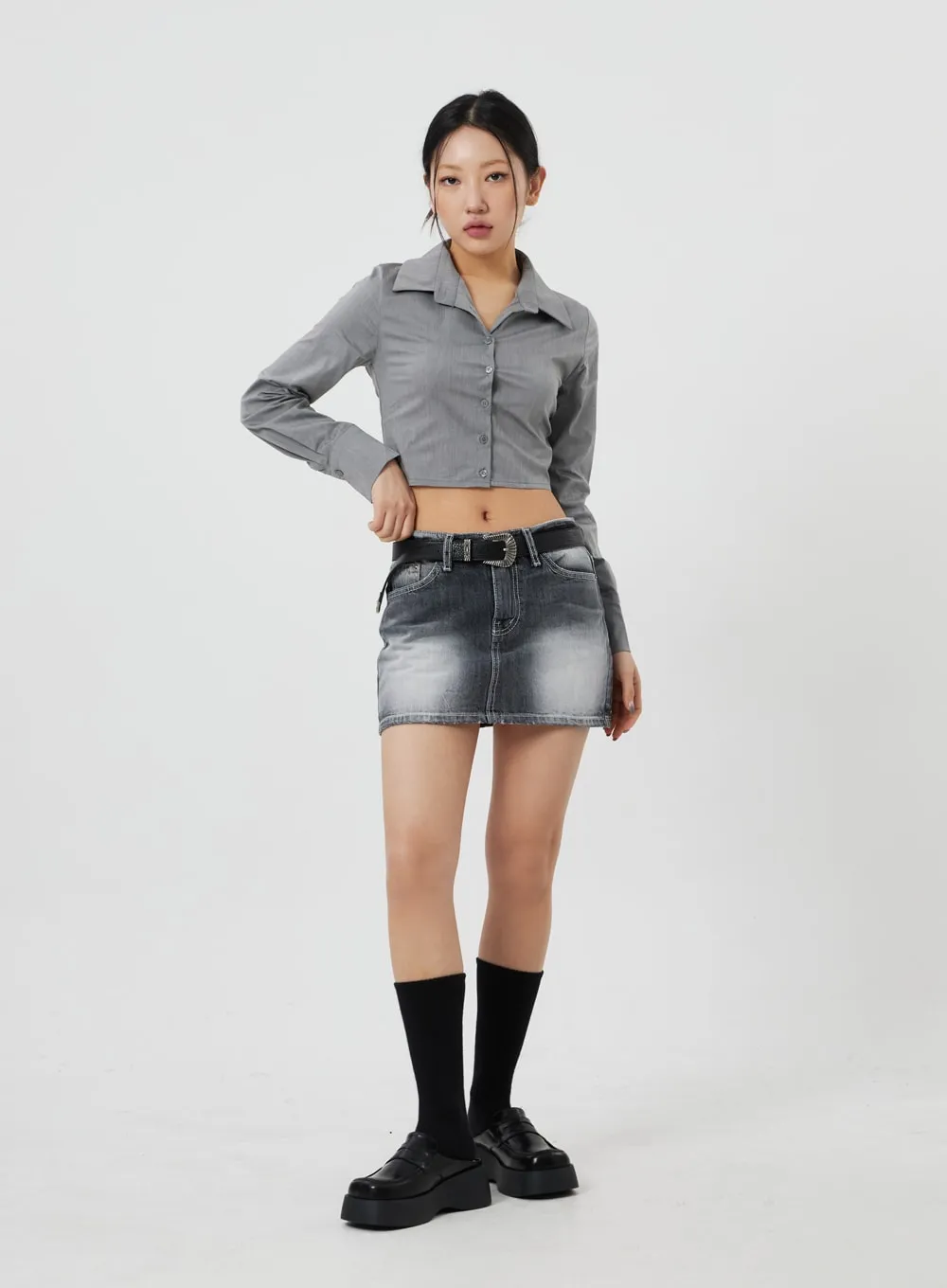 Mid-Rise Denim Mini Skirt CF327