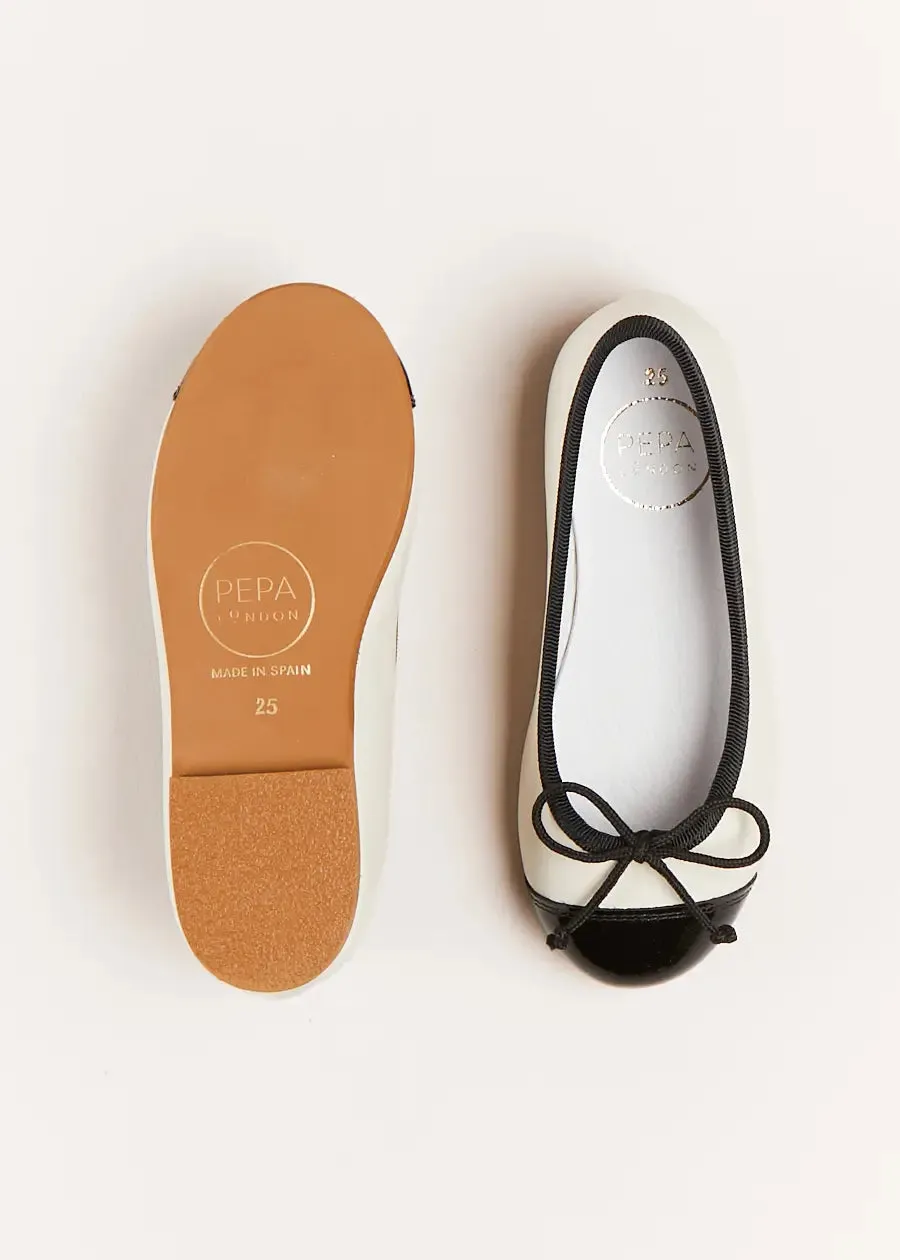 Patent Toe Ballerina Shoes in Cream (24-34EU)