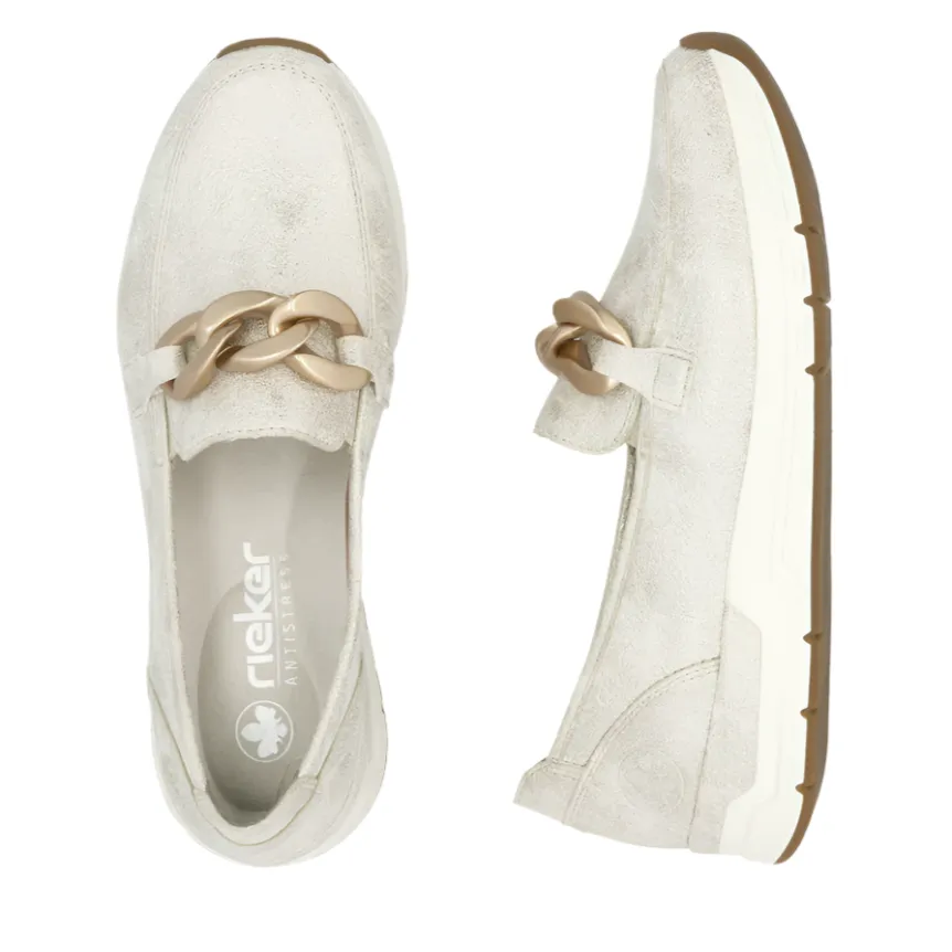 Rieker Womens Loafer 58944 Beige/Gold