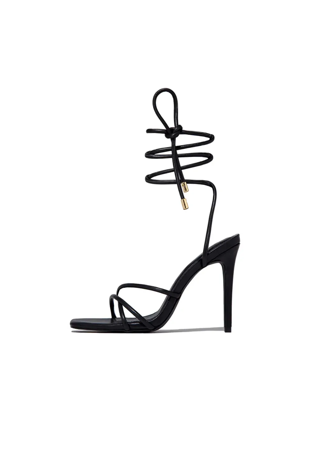 Squared Open Toe Strappy Silhouette Ankle Wrap Women Heeled Sandal