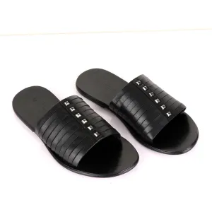 Valentino Garavani Black Stud Leather Slippers