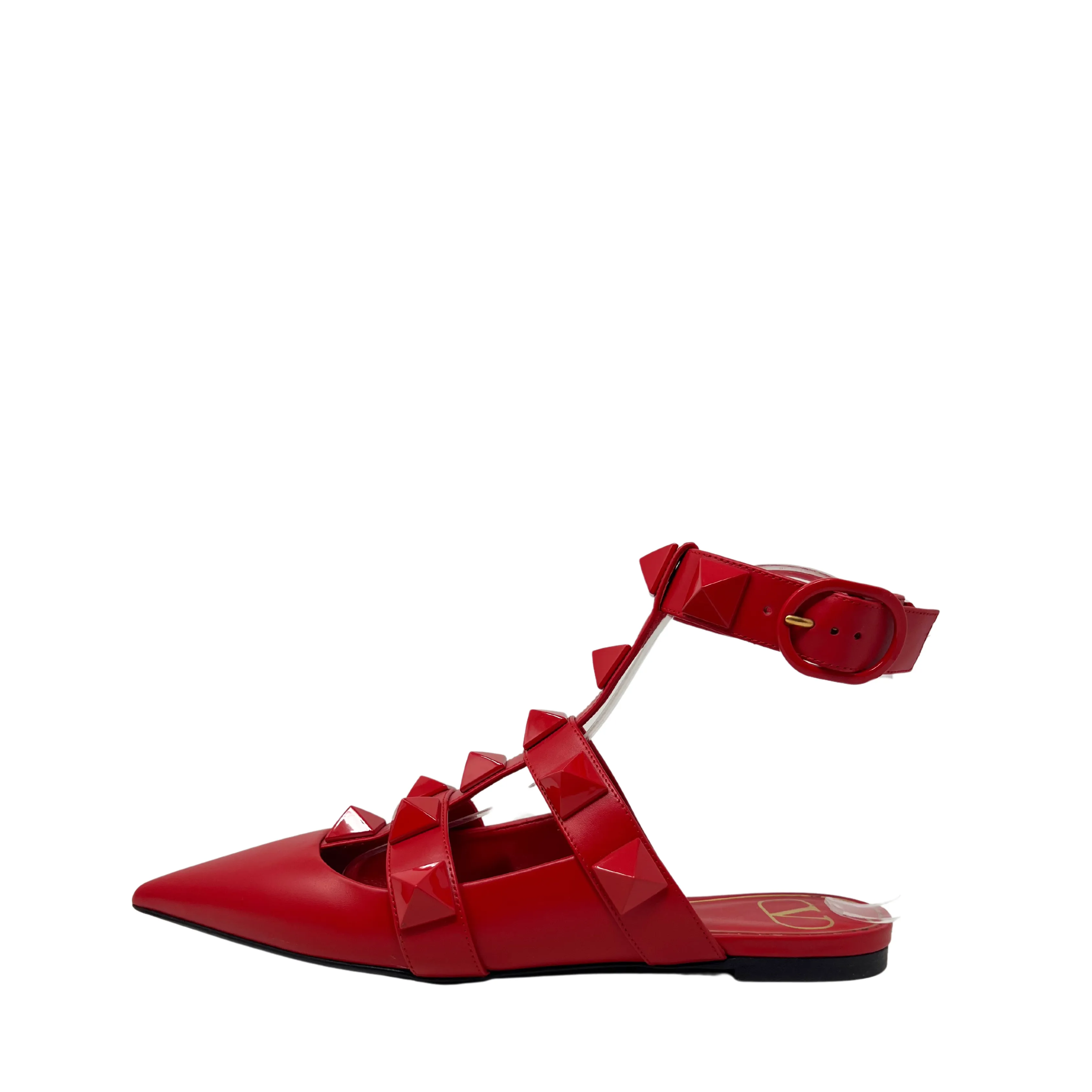 Valentino Red Roman Stud Flats - Size 37
